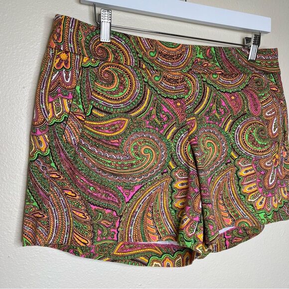 J Crew Bright Paisley Cotton Chino Shorts 5 Inch Women Size 10 Side Zip Preppy - Picture 3 of 14